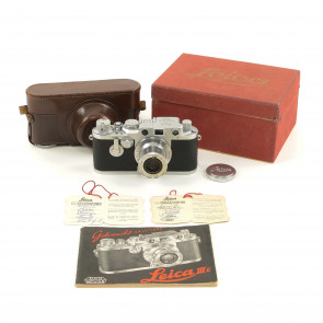 Leica IIIC conversion IIIF + Leitz 50mm f3.5 Elmar + Box Extremely Nice Number !!!